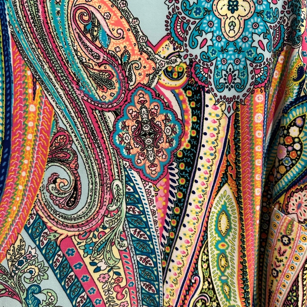 Tommy Hilfiger Multicolor Bright Mixed Paisley Dress Boho Size 10 - Picture 2 of 5